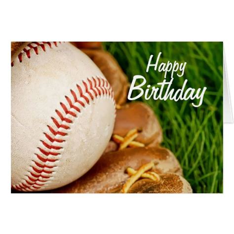 happy birthday baseball  mitt greeting cards zazzle
