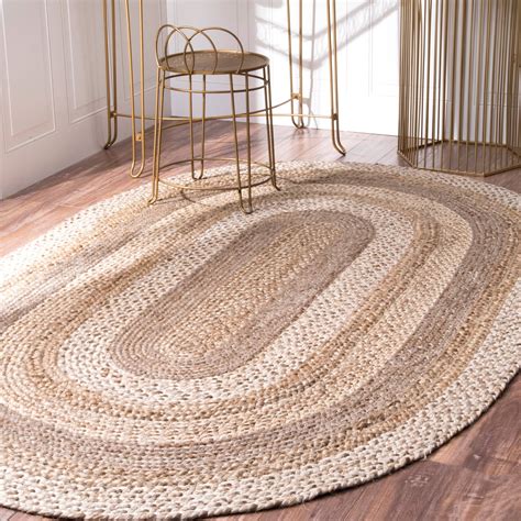 braided jute rug  border oval rag rug floor area rug indoor etsy