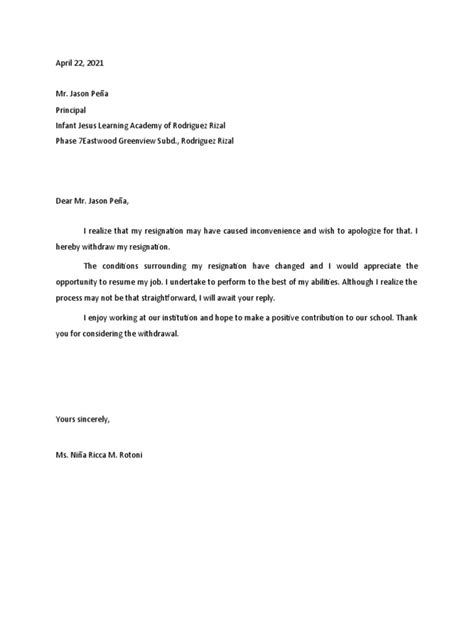 retraction letter