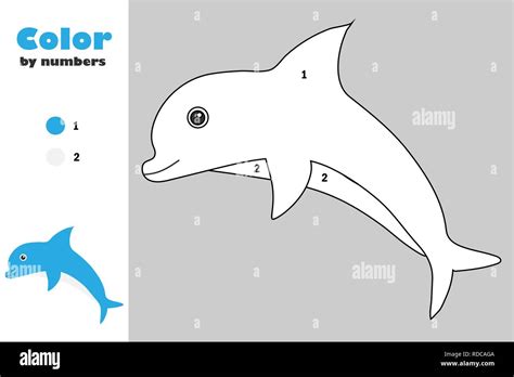 dolphin  cartoon style color  number education paper game