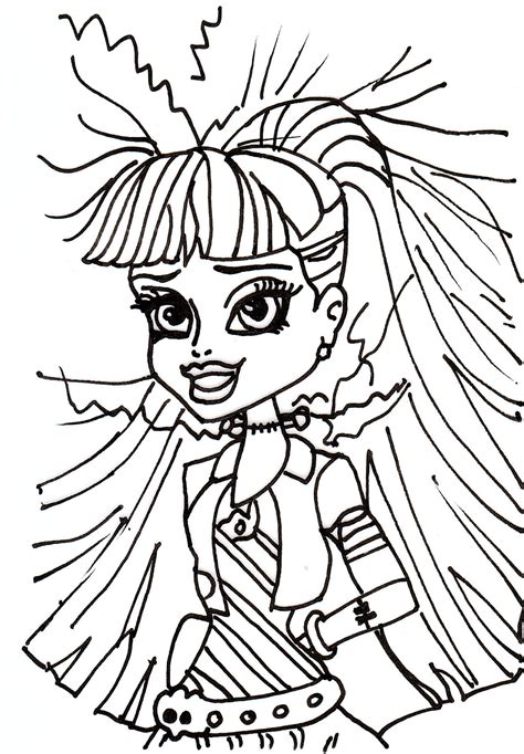 printable monster high coloring pages frankie stein picture day