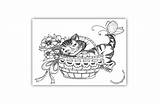 Coloring Cat Basket Pages Cats sketch template