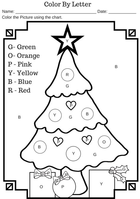 color  letter christmas tree  printable worksheet miniature