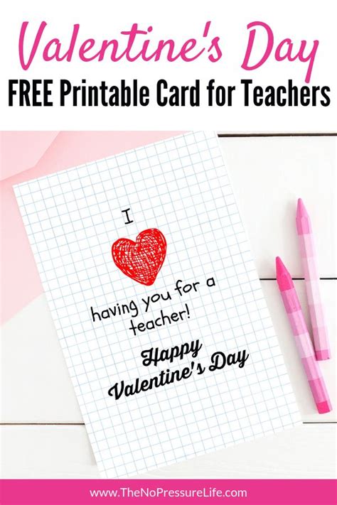 printable teacher valentines day card     gift