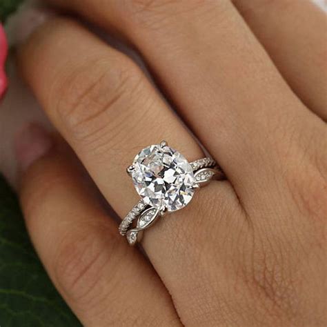 1 95ct Oval Cut Diamond Solitaire Luxury Bridal Wedding Ring Set 925