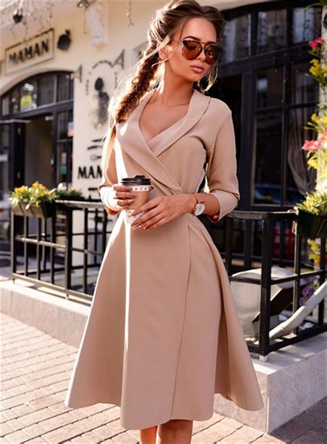 fall  fashion women office dress autumn winter vintage prom party