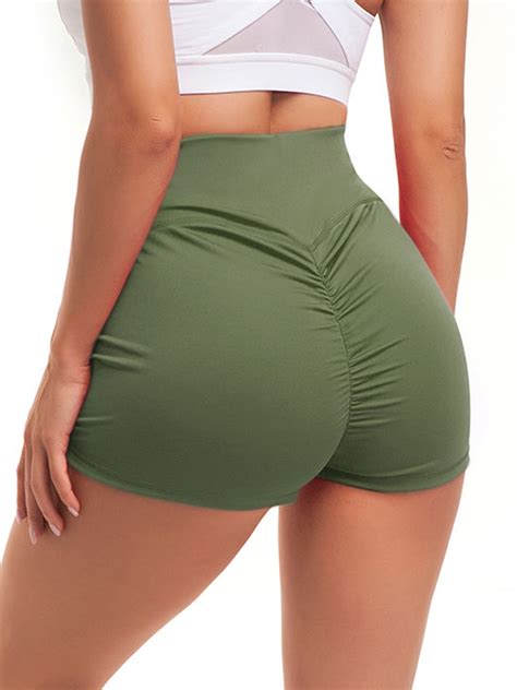 sayfut butt lifting yoga shorts  women tummy control leggings textured ruched running shorts