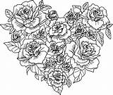 Coloring Rose Heart Sketch Pages Flower Wecoloringpage sketch template