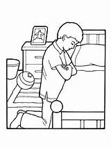 Praying Prayer Boy Lds Coloring Child Clipart Pages Children Drawing Bedside Primary Line Pray Color Family Printable Service Near Bed sketch template