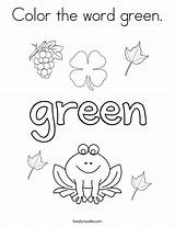 Green Coloring Color Word Pages Worksheets Preschool Activities Colors Getdrawings Words Twistynoodle Choose Board sketch template