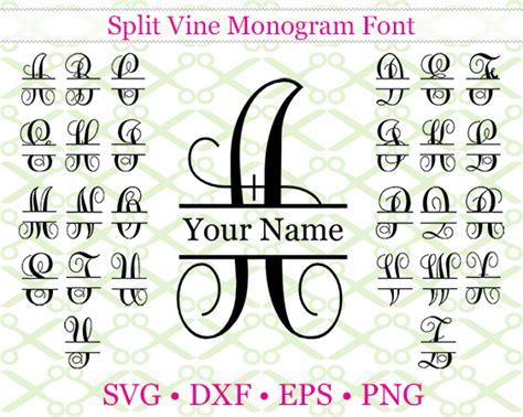 flourish split monogram svg cricut silhouette files svg dxf eps png