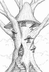 Tree Hobbit Lapiz Arboles Baumhaus Malvorlagen Treehouse Template Baum Ixquick Elves Bäume Fairies Difficulty Dibujo Elf Feen Elvish Bleistiftzeichnungen Skizzen sketch template
