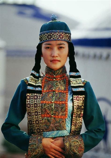 mongolian woman in traditional clothes traditional