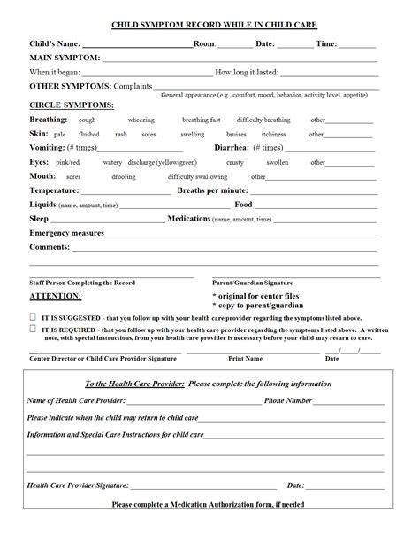 daycare form templates  childcare forms  runprintable template gallery
