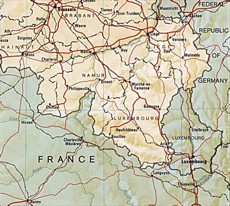 kaart landen west europa kaart ardennen