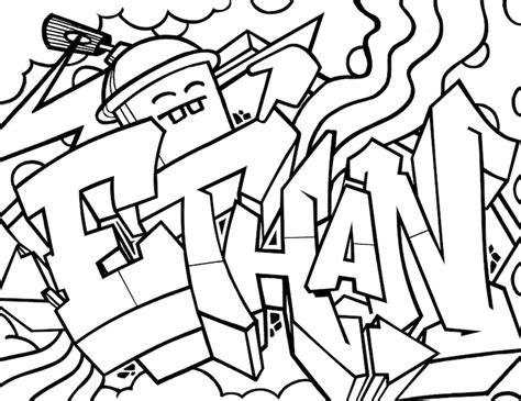 ethan coloring book page graffiti names etsy australia