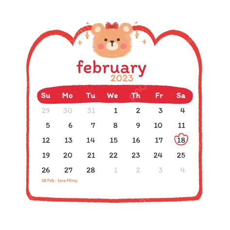cute calendar  february  printable calendar  february
