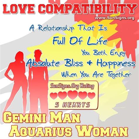 gemini man and aquarius woman love compatibility sunsigns