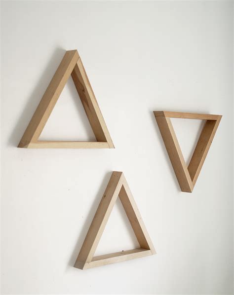 diy wooden triangle shelves  merrythought
