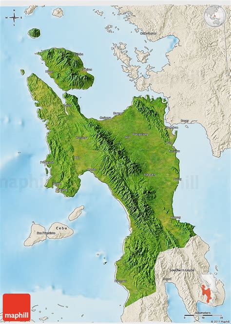 satellite  map  leyte shaded relief