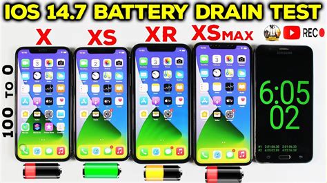 Ios 14 7 Battery Drain Test In 2021 Iphone X Vs Iphone Xs Vs Iphone