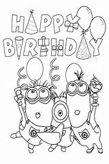 Birthday Coloring Happy Pages Minion Printable Minions Geburtstag Malvorlagen Color Ausmalen Sheets Colouring Ausmalbilder Getdrawings Armed Despicable Superhero Two sketch template