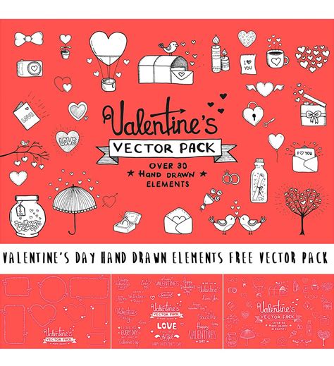 valentine s day hand drawn elements and quotes free download