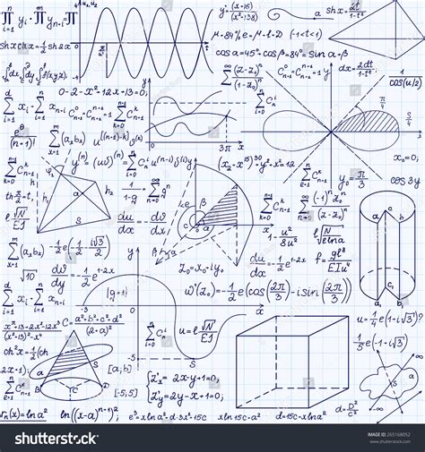 math education vector seamless pattern  handwritten formulas tasks