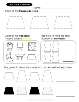 elementary trapezoid shape worksheets  souly natural creations shapes