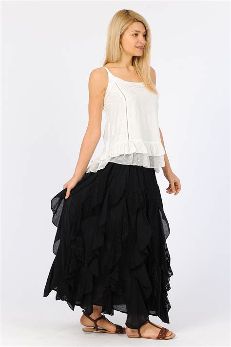 lace ruffle skirt black