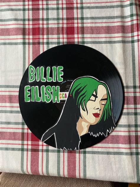 billie eilish painted vinyl record etsy