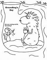 Groundhog Coloring Pages Printable Happy Worksheet Ground Hog Underground School Worksheets House Sheet Drinking Mouse Chocolate Hot Church Collection Shadow sketch template