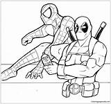 Deadpool Spiderman Pages Coloring Color sketch template