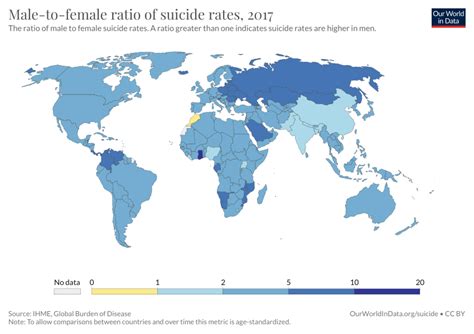 Male To Female Ratio Of Suicide Rates Our World In Data