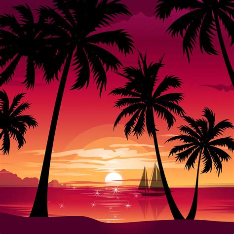 vector sunrise sunset tropical ipad iphone hd wallpaper free