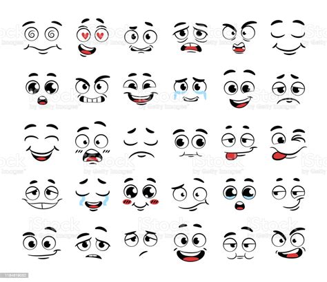 Set Of Funny Cartoon Faces Stock Illustration Download Image Now Istock
