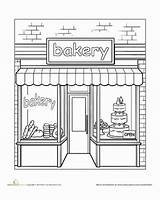 Bakery Coloring Worksheet Pages Education Places Colouring House Worksheets Preschool Town Color Adult Drawing Window Sheets Community Adults Choose Board sketch template