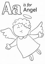 Coloring Getcolorings Angel Color Letter sketch template