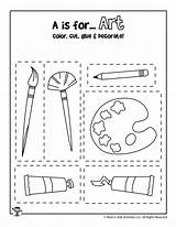 Coloring Cutting Cut Preschool Craft Paste Activities Worksheets sketch template