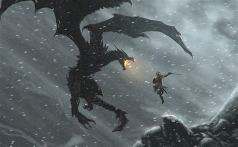 Dragons The Elder Scrolls V Skyrim Dovakiin Black Dragon