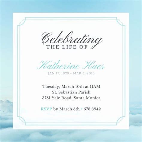 celebration  life invitation template   invitation