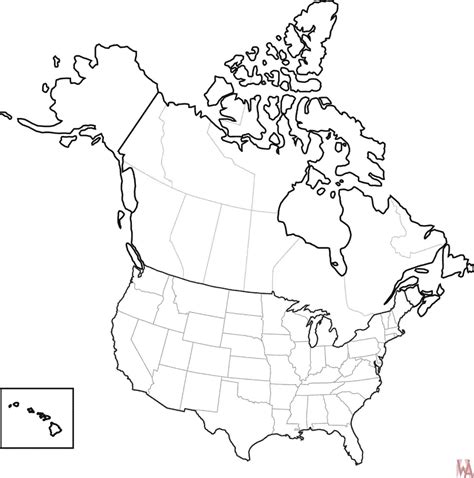 blank outline map   united states  canada whatsanswer