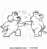 Dancing Romantic Cats Together Clipart Cartoon Thoman Cory Outlined Coloring Vector 2021 sketch template