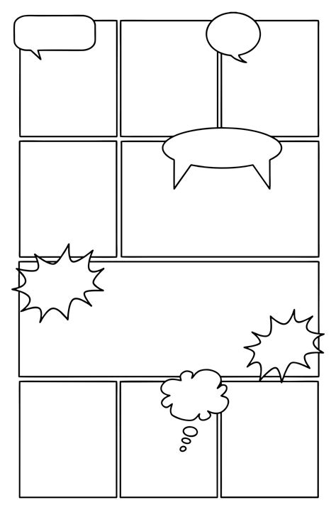 printable blank comic strip template  kids