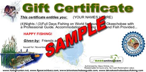 fishing gift certificate okeechobee fishing trip gift certificate