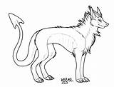 Hellhound Lineart Deviantart Demon Dog Drawings Canine Fantasy sketch template
