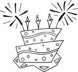 Cake Birthday Coloring Pages Clipart Clip Flat Print sketch template