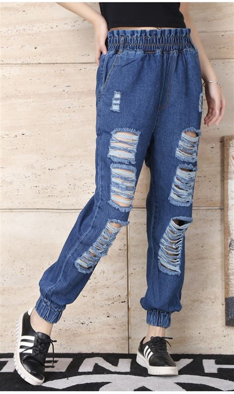 womens jeans online sale plus size hole ripped jeans women harem pants