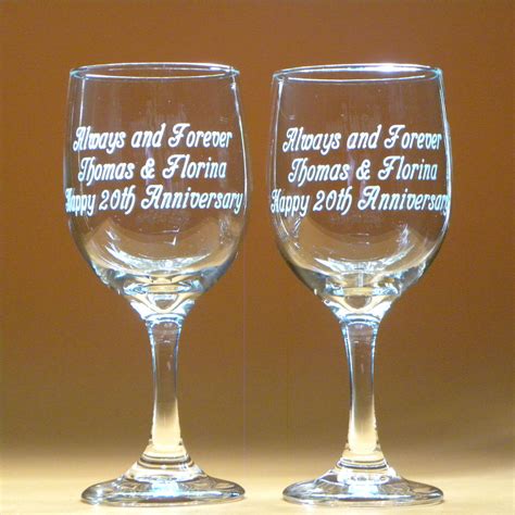 2 personalized wine glasses engraved for anniversary wedding valentines