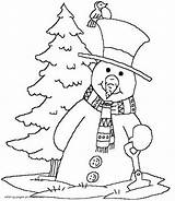 Coloring Tree Christmas Pages Snowman Printable Winter Theme Holiday sketch template